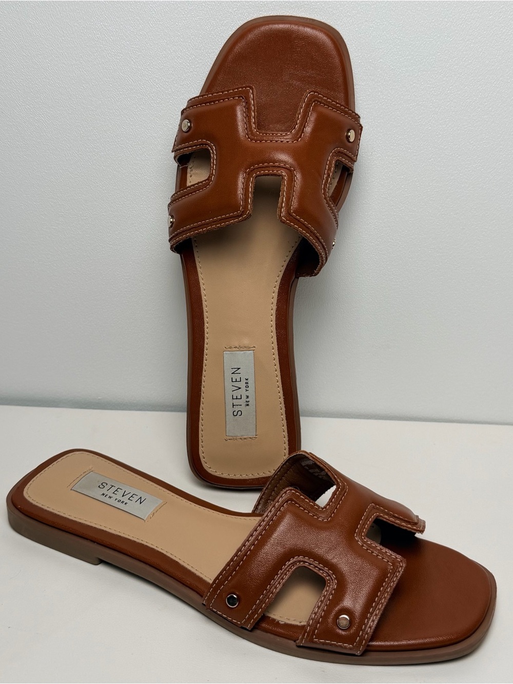 Steven New York Harlien Slide Sandal Open Toe Women's Brown Size US 7M Comfy